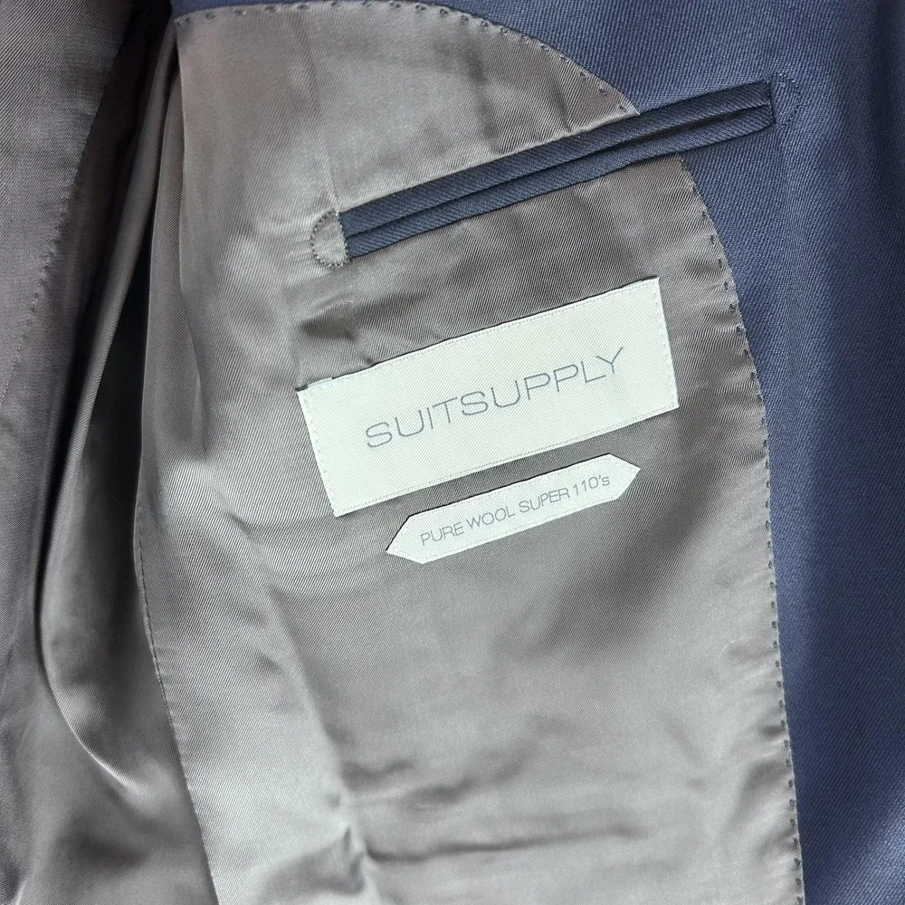 Suitsupply Napoli‎ Blazer Mens 40L Blue Wool Slim Fit Zignone Super 110s Jacket
